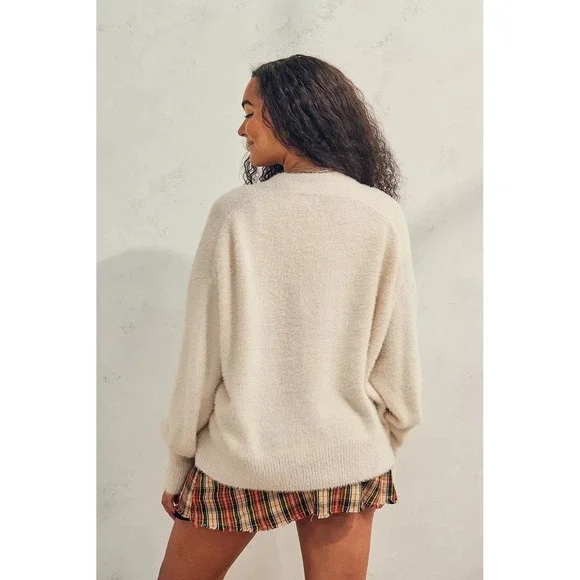 Urban Outfitters Thea Fuzzy Knit Slouchy Cardigan Sweater Women's XS Oversized - Picture 7 of 10